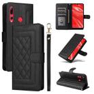 For Huawei Enjoy 9s Diamond Lattice Leather Flip Phone Case(Black) - 1