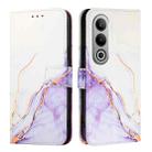For OnePlus Nord CE4 PT003 Marble Pattern Flip Leather Phone Case(White Purple) - 1