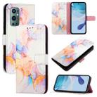 For OnePlus 9 Pro PT003 Marble Pattern Flip Leather Phone Case(Galaxy Marble White) - 1