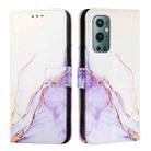 For OnePlus 9 Pro PT003 Marble Pattern Flip Leather Phone Case(White Purple) - 2