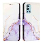 For OnePlus 9R / 8T PT003 Marble Pattern Flip Leather Phone Case(White Purple) - 2