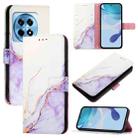 For OnePlus 12R 5G Global PT003 Marble Pattern Flip Leather Phone Case(White Purple) - 1