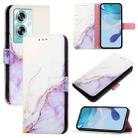 For OnePlus Nord N30 SE 5G PT003 Marble Pattern Flip Leather Phone Case(White Purple) - 1