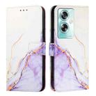 For OnePlus Nord N30 SE 5G PT003 Marble Pattern Flip Leather Phone Case(White Purple) - 2