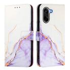 For OnePlus Ace 5 Racing PT003 Marble Pattern Flip Leather Phone Case(White Purple) - 2