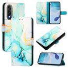 For OnePlus Ace 5 Ultra PT003 Marble Pattern Flip Leather Phone Case(Green) - 1