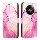 For Realme 12 5G Global PT003 Marble Pattern Flip Leather Phone Case(Pink Purple Gold) - 1