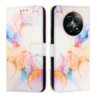 For Realme 12 5G Global PT003 Marble Pattern Flip Leather Phone Case(Galaxy Marble White) - 1