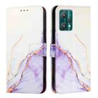 For Realme 9 Pro 5G Global & EU PT003 Marble Pattern Flip Leather Phone Case(White Purple) - 2