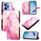 For Realme 10T / 10s / Realme 9i 5G India PT003 Marble Pattern Flip Leather Phone Case(Pink Purple Gold) - 1