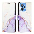 For Realme 10T / 10s / Realme 9i 5G India PT003 Marble Pattern Flip Leather Phone Case(White Purple) - 2
