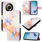 For Realme 11 4G Global PT003 Marble Pattern Flip Leather Phone Case(Galaxy Marble White) - 1