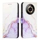 For Realme 11 4G Global PT003 Marble Pattern Flip Leather Phone Case(White Purple) - 2