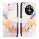 For Realme 12+ 5G Global / Narzo 70 Pro India PT003 Marble Pattern Flip Leather Phone Case(Galaxy Marble White) - 2