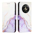 For Realme 12+ 5G Global / Narzo 70 Pro India PT003 Marble Pattern Flip Leather Phone Case(White Purple) - 2