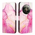 For Realme 12 Pro / 12 Pro+ 5G Global PT003 Marble Pattern Flip Leather Phone Case(Pink Purple Gold) - 2