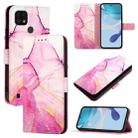 For Realme C20 / C11 2021 / C21 PT003 Marble Pattern Flip Leather Phone Case(Pink Purple Gold) - 1