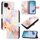 For Realme C20 / C11 2021 / C21 PT003 Marble Pattern Flip Leather Phone Case(Galaxy Marble White) - 1