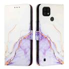 For Realme C20 / C11 2021 / C21 PT003 Marble Pattern Flip Leather Phone Case(White Purple) - 2