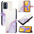 For Realme C33 2022 / 2023 Global PT003 Marble Pattern Flip Leather Phone Case(White Purple) - 1