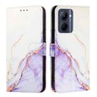 For Realme C33 2022 / 2023 Global PT003 Marble Pattern Flip Leather Phone Case(White Purple) - 2