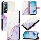 For Realme C65 4G Global PT003 Marble Pattern Flip Leather Phone Case(White Purple) - 1