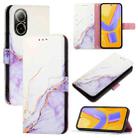 For Realme C67 4G Global PT003 Marble Pattern Flip Leather Phone Case(White Purple) - 1