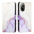 For Realme C67 4G Global PT003 Marble Pattern Flip Leather Phone Case(White Purple) - 2