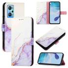 For Realme GT Neo 3T PT003 Marble Pattern Flip Leather Phone Case(White Purple) - 1