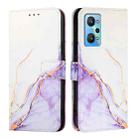 For Realme GT Neo 3T PT003 Marble Pattern Flip Leather Phone Case(White Purple) - 2