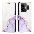 For Realme GT3 5G / Realme GT Neo 5 240W PT003 Marble Pattern Flip Leather Phone Case(White Purple) - 2