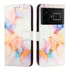 For Realme GT5 5G 204W / Realme GT5 5G PT003 Marble Pattern Flip Leather Phone Case(Galaxy Marble White) - 2