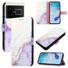 For Realme GT5 5G 204W / Realme GT5 5G PT003 Marble Pattern Flip Leather Phone Case(White Purple) - 1