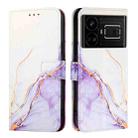 For Realme GT5 5G 204W / Realme GT5 5G PT003 Marble Pattern Flip Leather Phone Case(White Purple) - 2