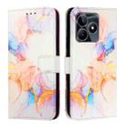 For Realme Note 50 4G / Realme C51 4G Global PT003 Marble Pattern Flip Leather Phone Case(Galaxy Marble White) - 2