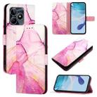 For Realme C53 4G / Narzo N53 4G Global PT003 Marble Pattern Flip Leather Phone Case(Pink Purple Gold) - 1