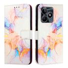 For Realme C53 4G / Narzo N53 4G Global PT003 Marble Pattern Flip Leather Phone Case(Galaxy Marble White) - 2