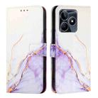 For Realme C53 4G / Narzo N53 4G Global PT003 Marble Pattern Flip Leather Phone Case(White Purple) - 2