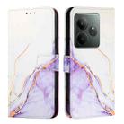 For Realme GT 6T 5G Global PT003 Marble Pattern Flip Leather Phone Case(White Purple) - 3