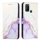 For Realme C17 / 7i PT003 Marble Pattern Flip Leather Phone Case(White Purple) - 3