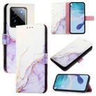 For Realme GT 7 Pro PT003 Marble Pattern Flip Leather Phone Case(White Purple) - 1