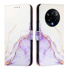 For Realme 14 Pro+ 5G PT003 Marble Pattern Flip Leather Phone Case(White Purple) - 3
