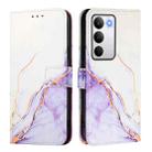 For Realme C71 4G Global PT003 Marble Pattern Flip Leather Phone Case(White Purple) - 2