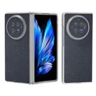 For vivo X Fold3 ABEEL Genuine Leather Elegant Frosted Transparent Edge Phone Case(Blue) - 1