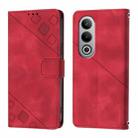 For OnePlus Nord CE4 Skin-feel Embossed Leather Phone Case(Red) - 1