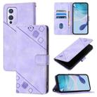 For OnePlus 9 Skin-feel Embossed Leather Phone Case(Light Purple) - 1