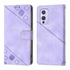For OnePlus 9 Skin-feel Embossed Leather Phone Case(Light Purple) - 2