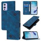 For OnePlus 9 Skin-feel Embossed Leather Phone Case(Blue) - 1