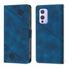 For OnePlus 9 Skin-feel Embossed Leather Phone Case(Blue) - 2
