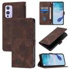 For OnePlus 9 Skin-feel Embossed Leather Phone Case(Brown) - 1